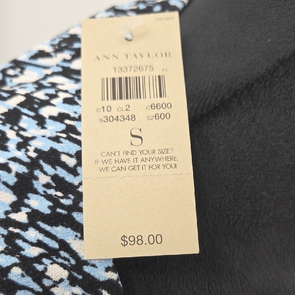 Ann Taylor Blue, Black and White Midi Wrap Dress - Picture 3 of 16